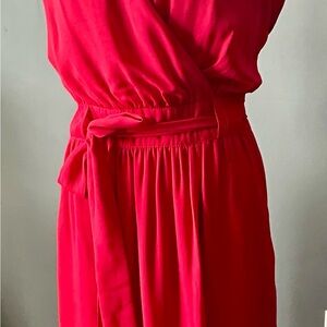 Women's Red Dress with Waist Tie